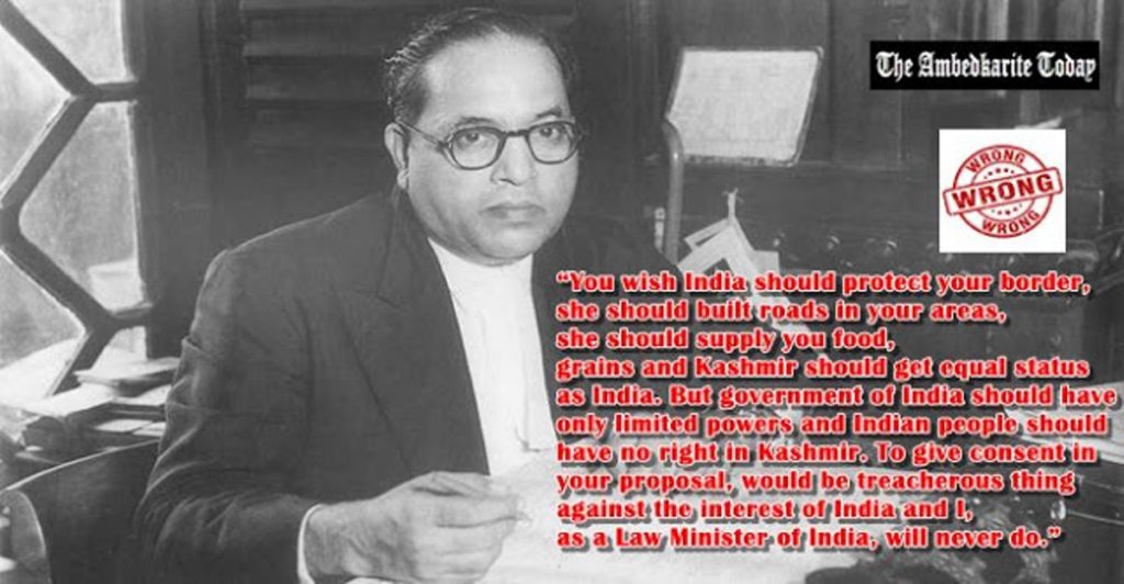 Fake Quotes circulated by right wing about Dr. Ambedkar and Article 370