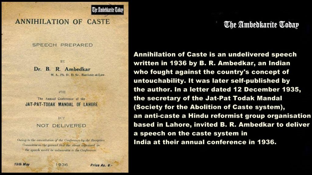 Annihilation of Caste: A Reply to Mahatma Gandhi by Dr.B.R.Ambedkar