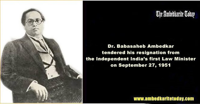 Resignation of Dr. Ambedkar from the cabinet (Law Minister) in 1951